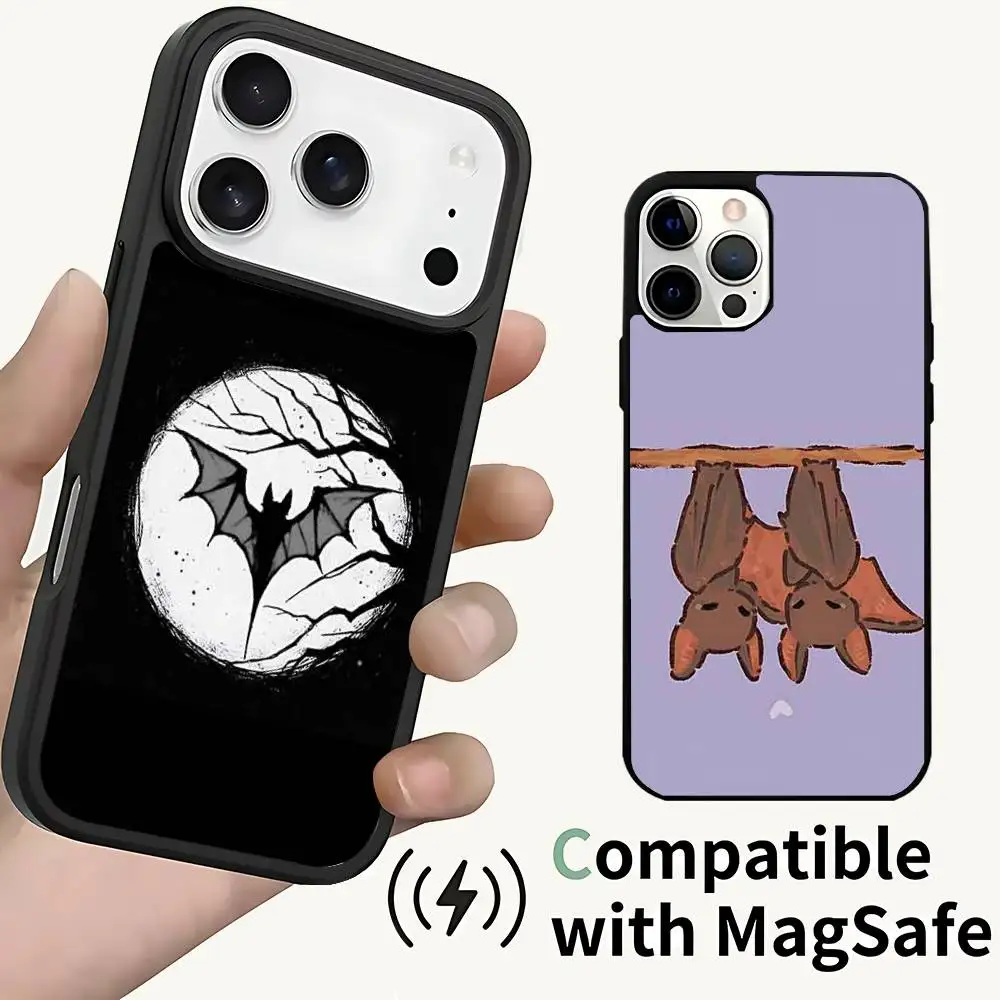 

Magnetic Wireless Charging Case For iPhone 11,12,13,14,15,16,17,Pro,Max,Plus Animal CUTE Bat Halloween Shockproof Cover