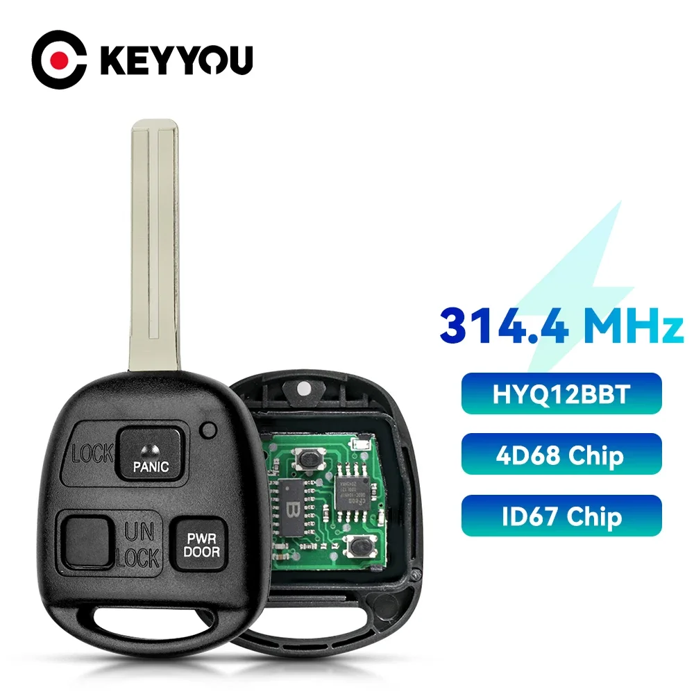 

KEYYOU HYQ12BBT 314.4MHz 4D67/68 Chip TOY40 Car Key 89070-48821 For Lexus RX330 RX350 RX400H LS430 ES330 SC430 2004-2010