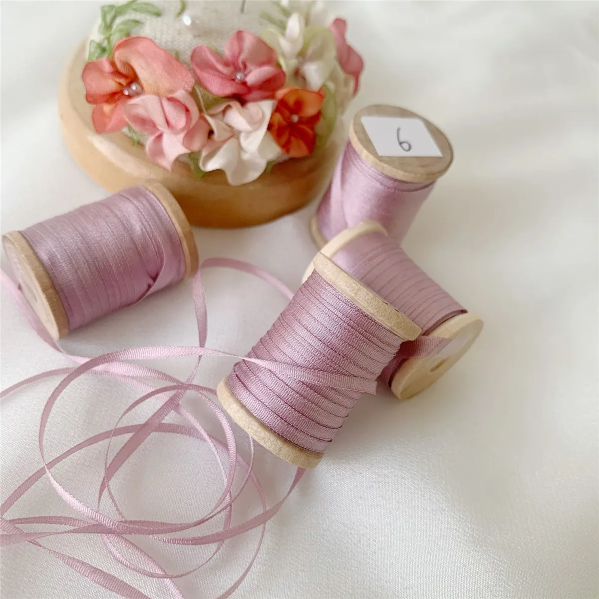 4mm Silk Ribbon 100% Pure Silk Embroidery Ribbon Thin Taffeta Silk Edge Ribbon Anya Ribbon Handcraft