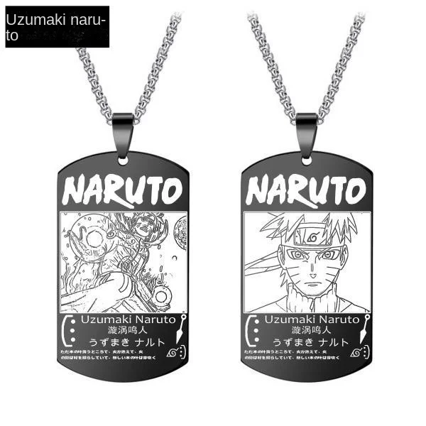 Naruto Pendant Necklace Two-dimensional Anime Peripherals Sasuke Pendants and Necklaces Ferret Stainless Steel Necklace Men Man