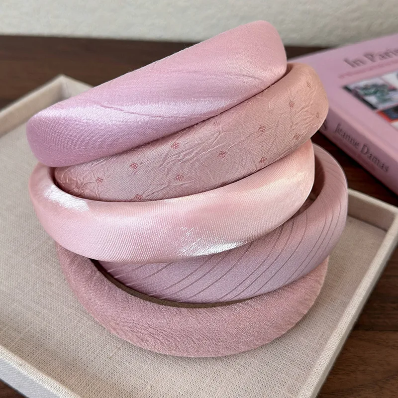 Sweet Shiny Pink Sponge Headband for Woman Girls Fashion Temperament Hair Hoop Wash Face Hair Band Female Party Hair Accessories