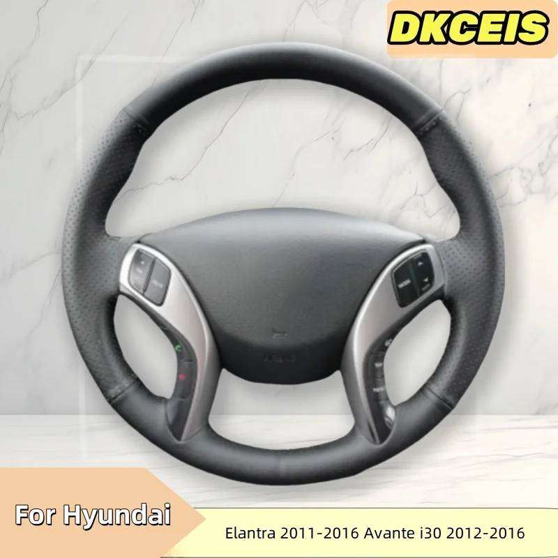 DIY pokrowiec na kierownicę samochodową ze sztucznej skóry czarny dla Hyundai Elantra 2011-2016 Avante i30 2012-2016 plecionka na kierownicę