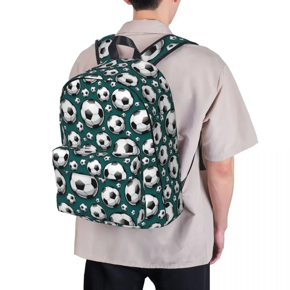 Bola De Futebol E Bolas Padrão Saco De Escola, Mochila Laptop Dos Desenhos Animados, Bolsa De Ombro, Mochilas Esportivas, Futebol Bookbag, Esportes, Estudantes, Azul