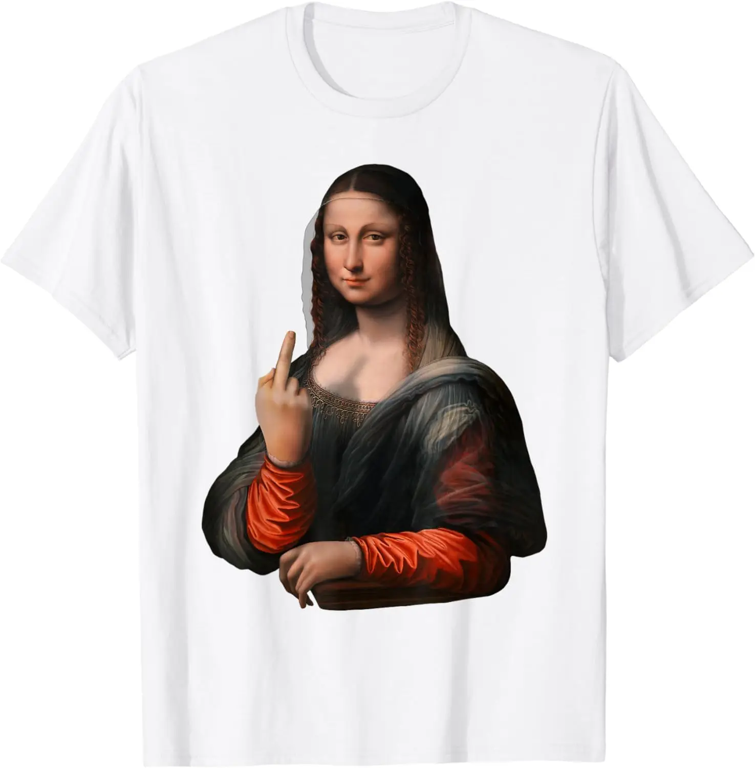 Mona Lisa With Middle Finger Graphic T-Shirt Unisex T-shirts For Men Women Summer Tees Cotton Luxury Brand Vintage