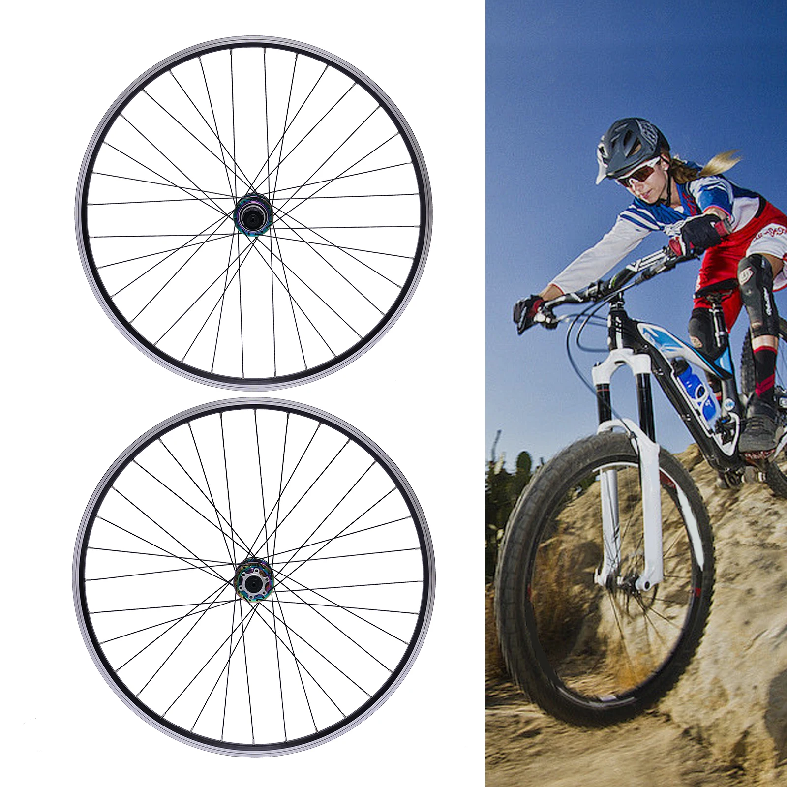 

27.5"/69.9cm Wheelset Mountain Bike Wheels MTB Front Rear Wheels Aluminum Alloy Hub Rim Wheel Set Fit Cassette Bicycle