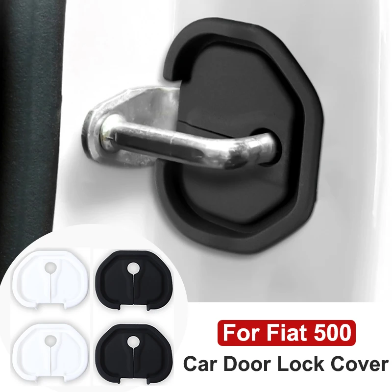For Fiat 500 Door Lock Protective Cover Anti-collision Silicone Decorative Sticker Interior Modification Accessories
