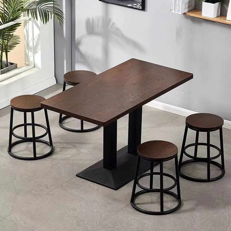 

table fast food table and chair combination milk tea dessert restaurant commercial catering simple small round rectangular