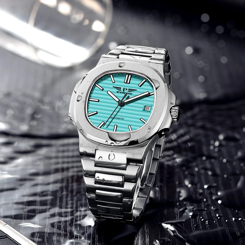 2025 New PINDU Top Brand Watch Luxury Mechanical Automatic Watch StainlessSteel Waterproof Watch Square Business Watches for Men