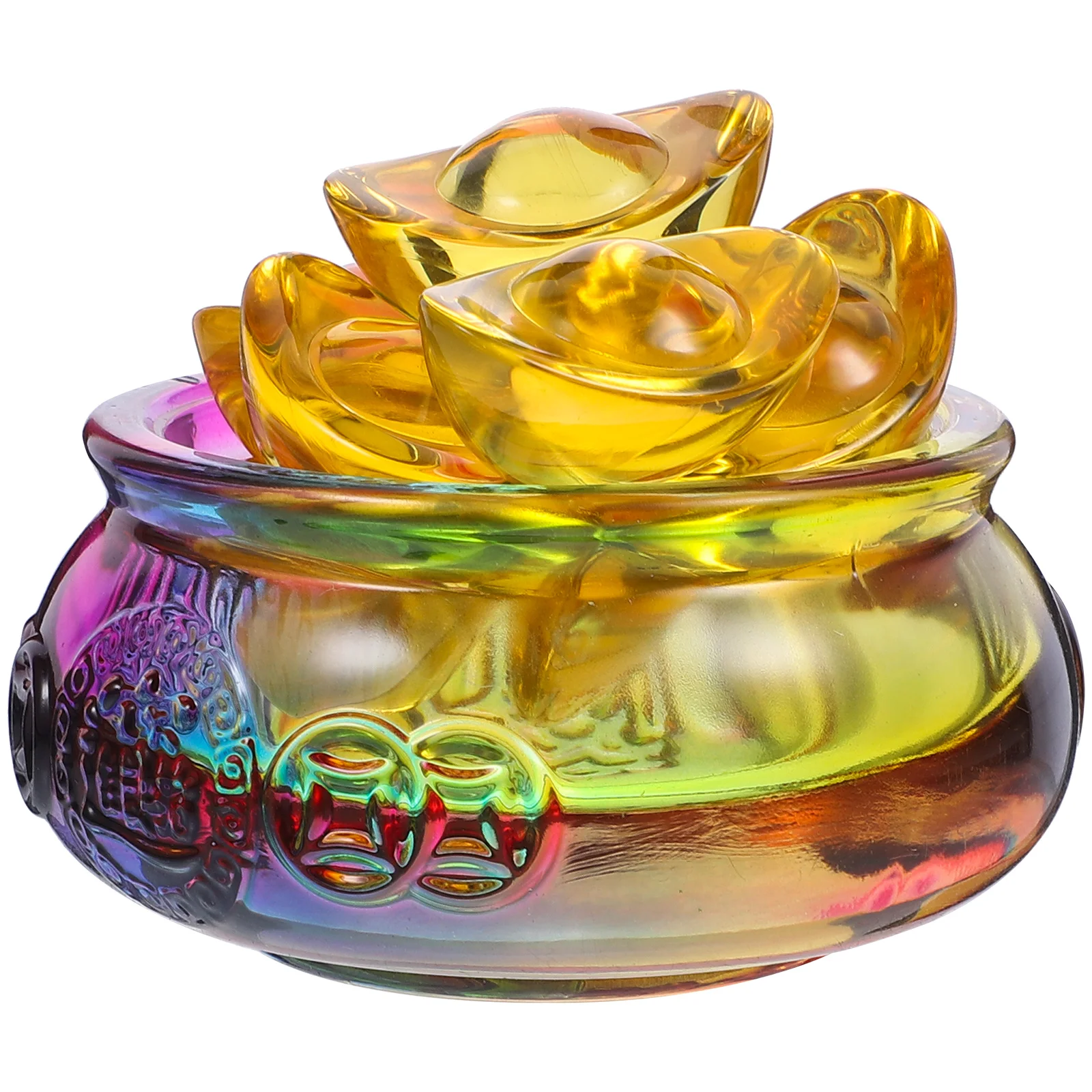 Colorful Crystal Basin Decor 80mm Wealth Bowl Home Office FengShui Treasure Bowl naments Prosperity Symbol Table nament