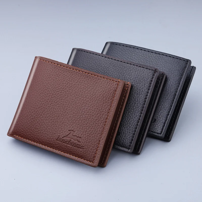Men's Short Wallet Korean Style Large Capacity Business Youth Multifunctional Slim Card Holder Zipper Organizer