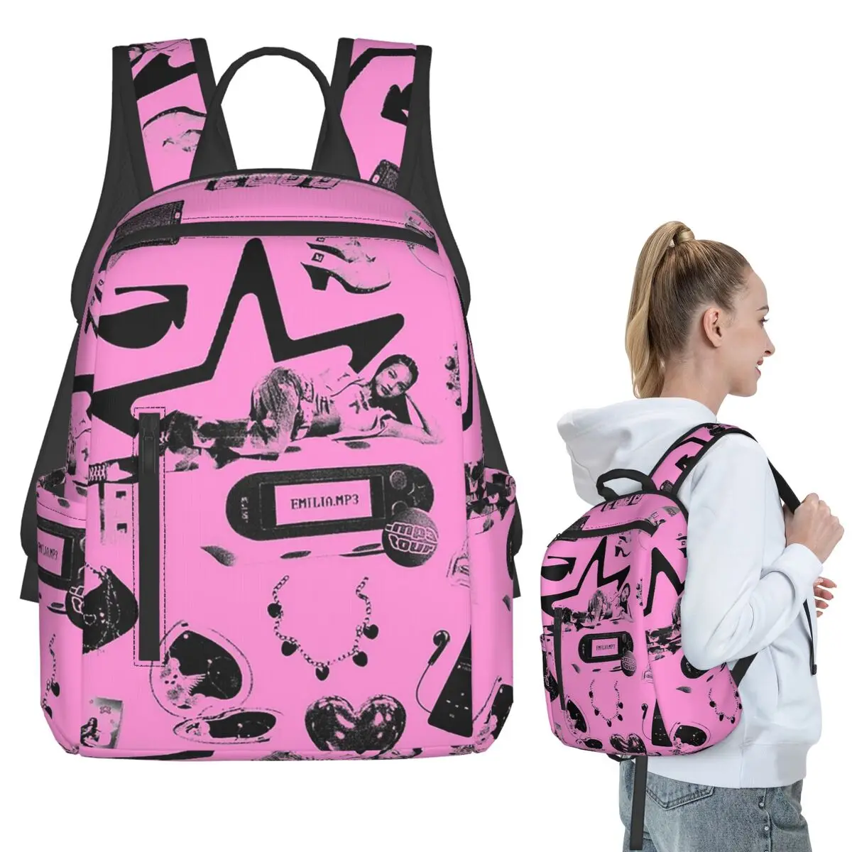 Emilia Mernes Y2k Elements Backpack Student BookBag Kids School Bag Computer Shoulder Bags Men Women