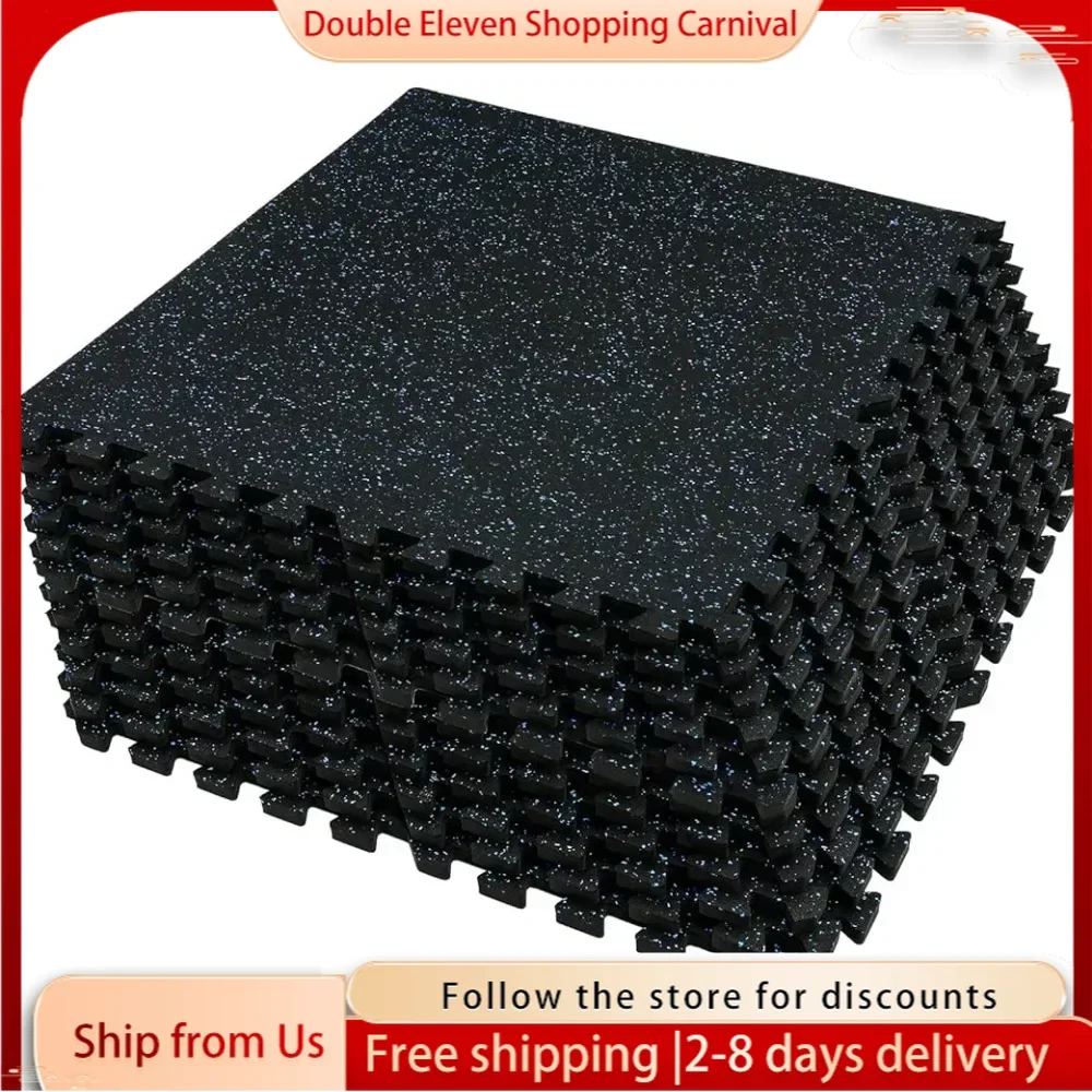 Protective Flooring Mat Peel and Stick Floor Tile Sticker 48 Sq Ft EVA Foam Mats With Rubber Top Veranda Floor Deck Assembly