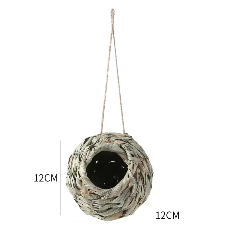 Nest Bird Cage Grass Egg Cage Bird House Outdoor Decorative Weaved Hanging Parrot Nest Houses Pet Bedroom view 6