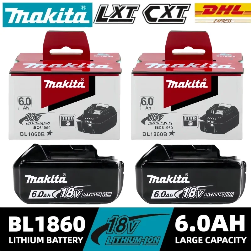 

Original BL1860B Makita Upgraded Rechargeable 6.0Ah For Makita 18V Battery BL1840 BL1850 BL1830 BL1860 LXT400 with Charger