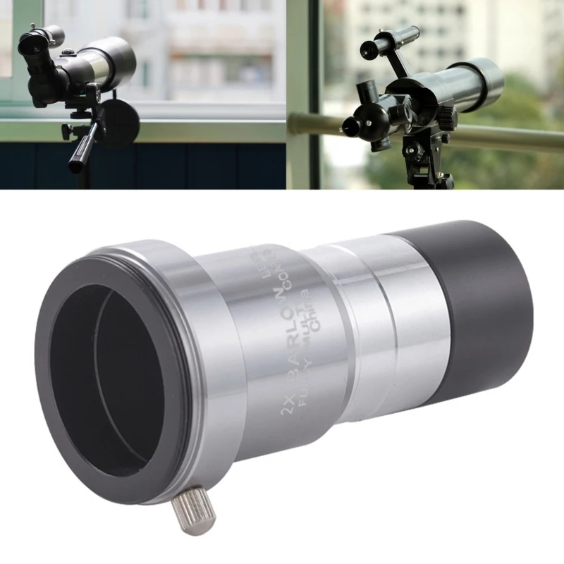 صغيرة ومحمولة 2x Barlow Lens التصميمات البصرية العدسة ترقيات العدسة للملاحظات الفلكية الواضحة x7jc