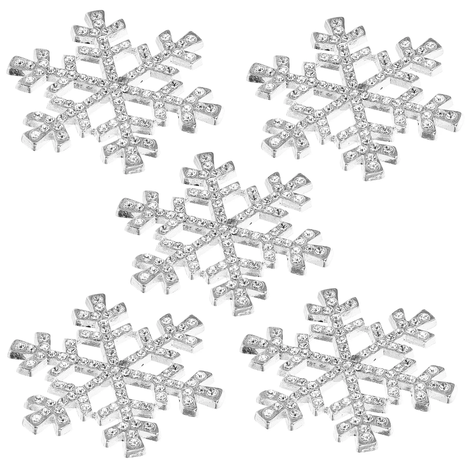 

5pcs 40Mm Rhinestone Embellishments Snowflake Design Shining Craft Accessory For Hair Clip Scrapbooking Diy Decor White