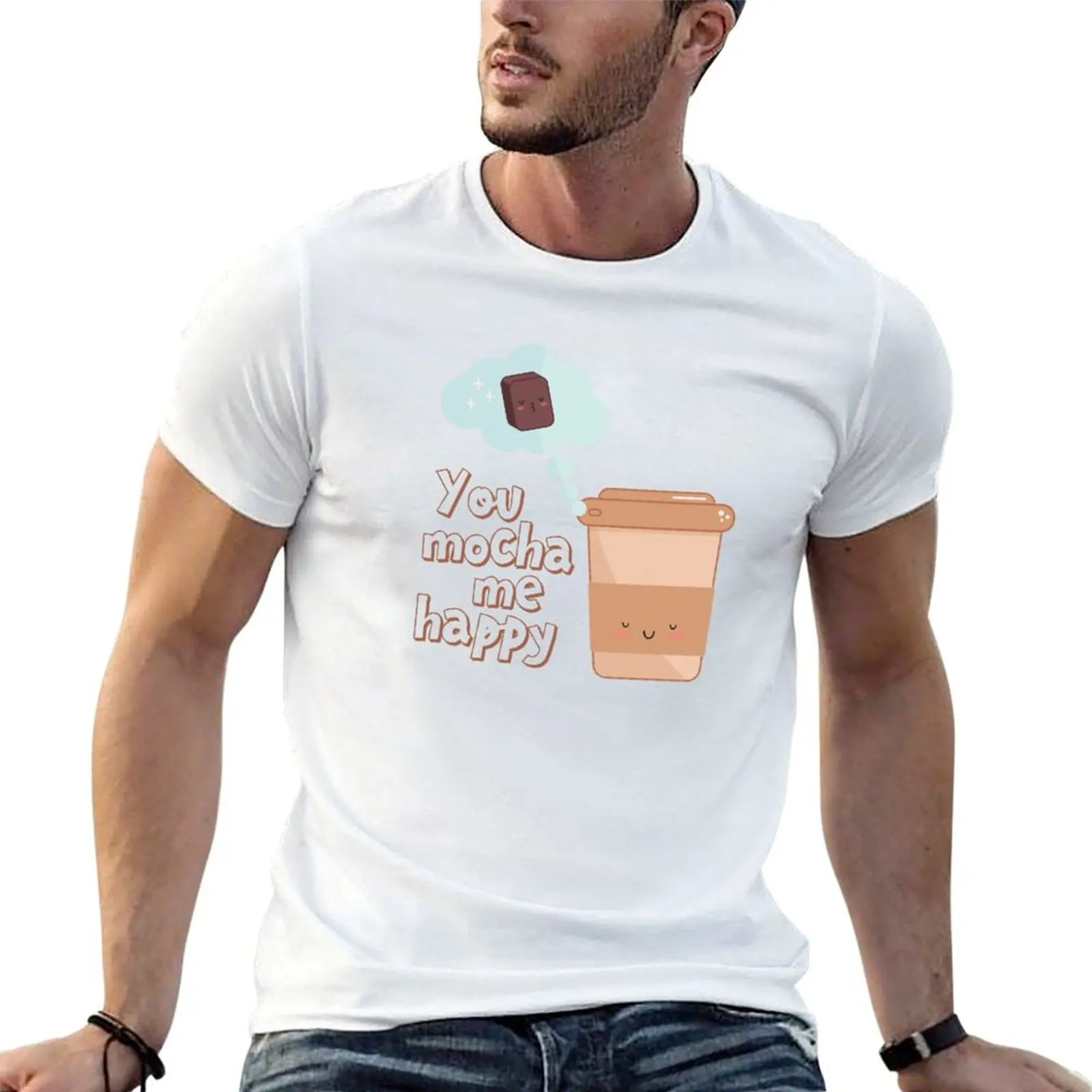 

Coffee and chocolate make me happy kawaii design T-Shirt mens graphic t shirts t shirt custom print man t shirts for men T-shirt