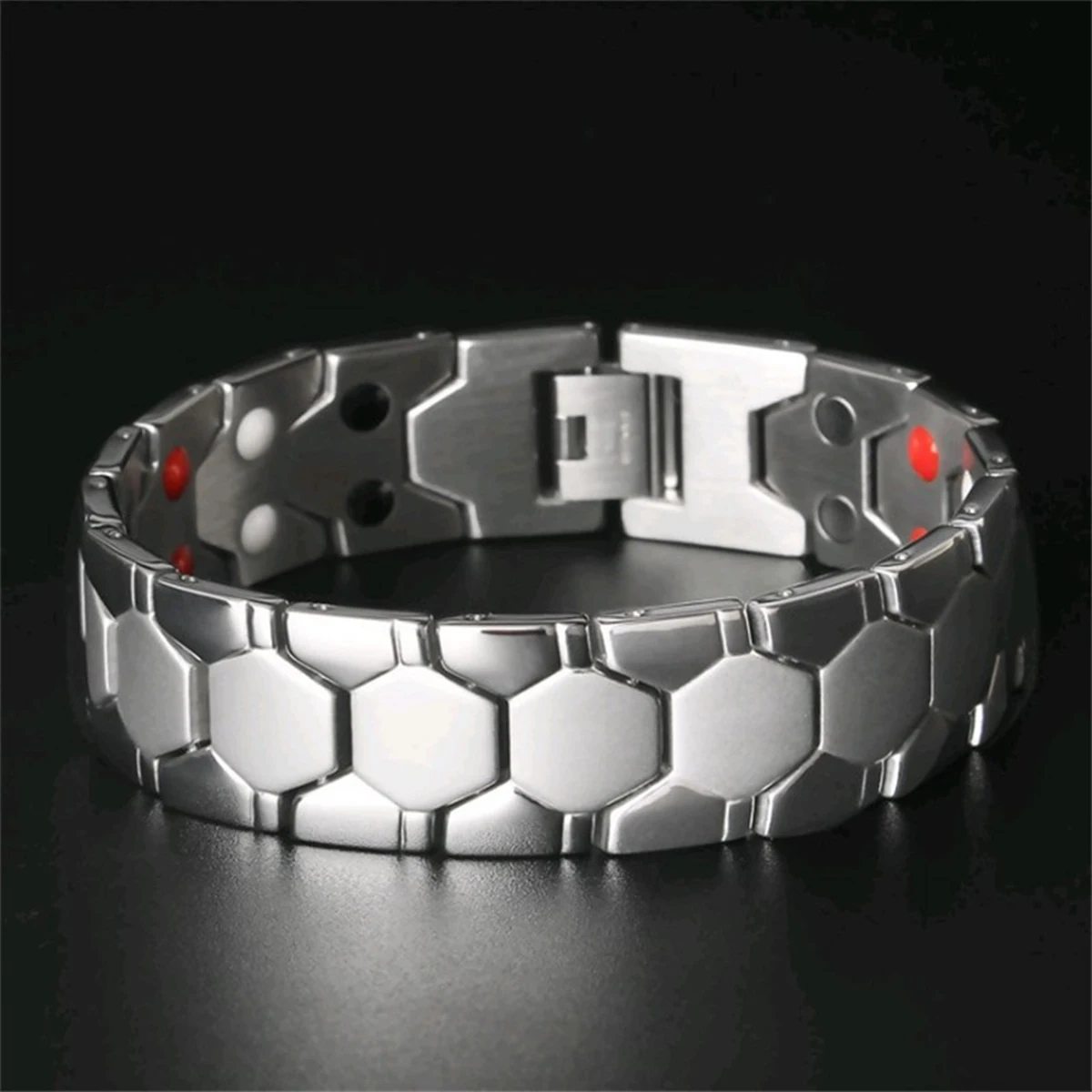 European And American Hot Selling Men\'s Square Bracelet Germanium Domineering Germanium Grain Magnet Four-in-one Bracelet Wide