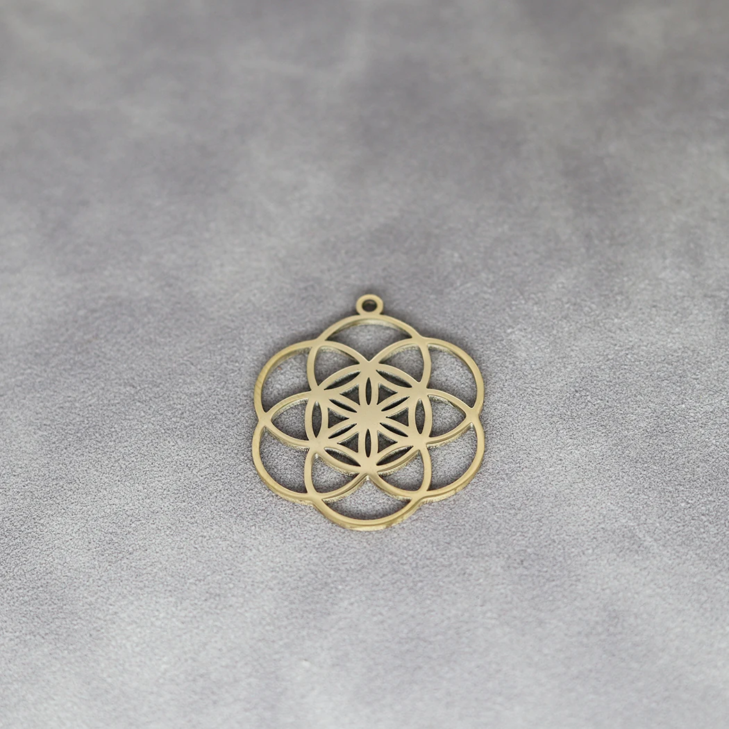 3pcs/lot Stainless Steel Flower Of Life Charms Yoga Geometry Pattern Round Pendant DIY Necklace For Women Man Jewelry Making