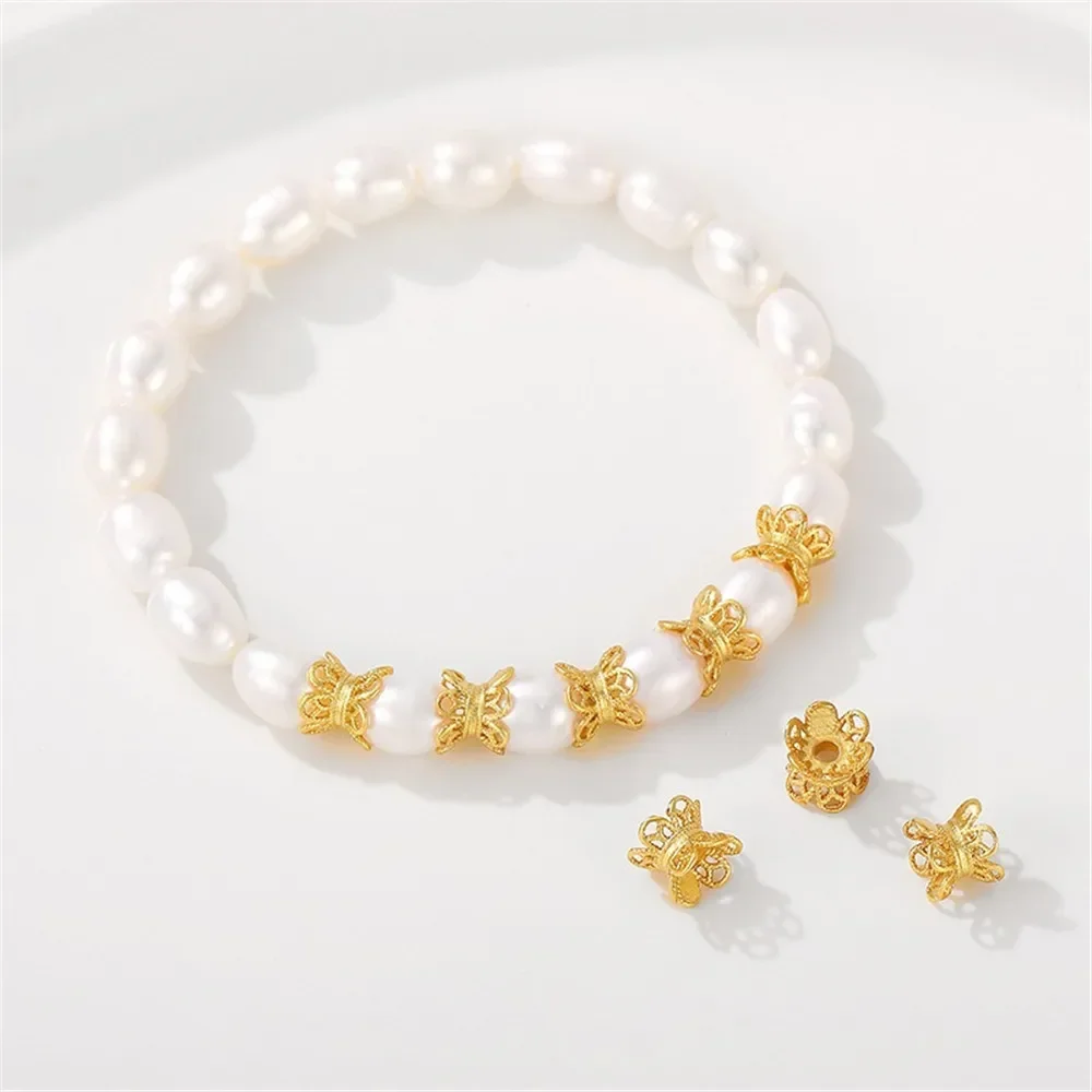 جوفاء أسطواني برأسين وعاء Diy اليدوية سوار قلادة اللؤلؤ على الوجهين زهرة قبعة مجوهرات اكسسوارات