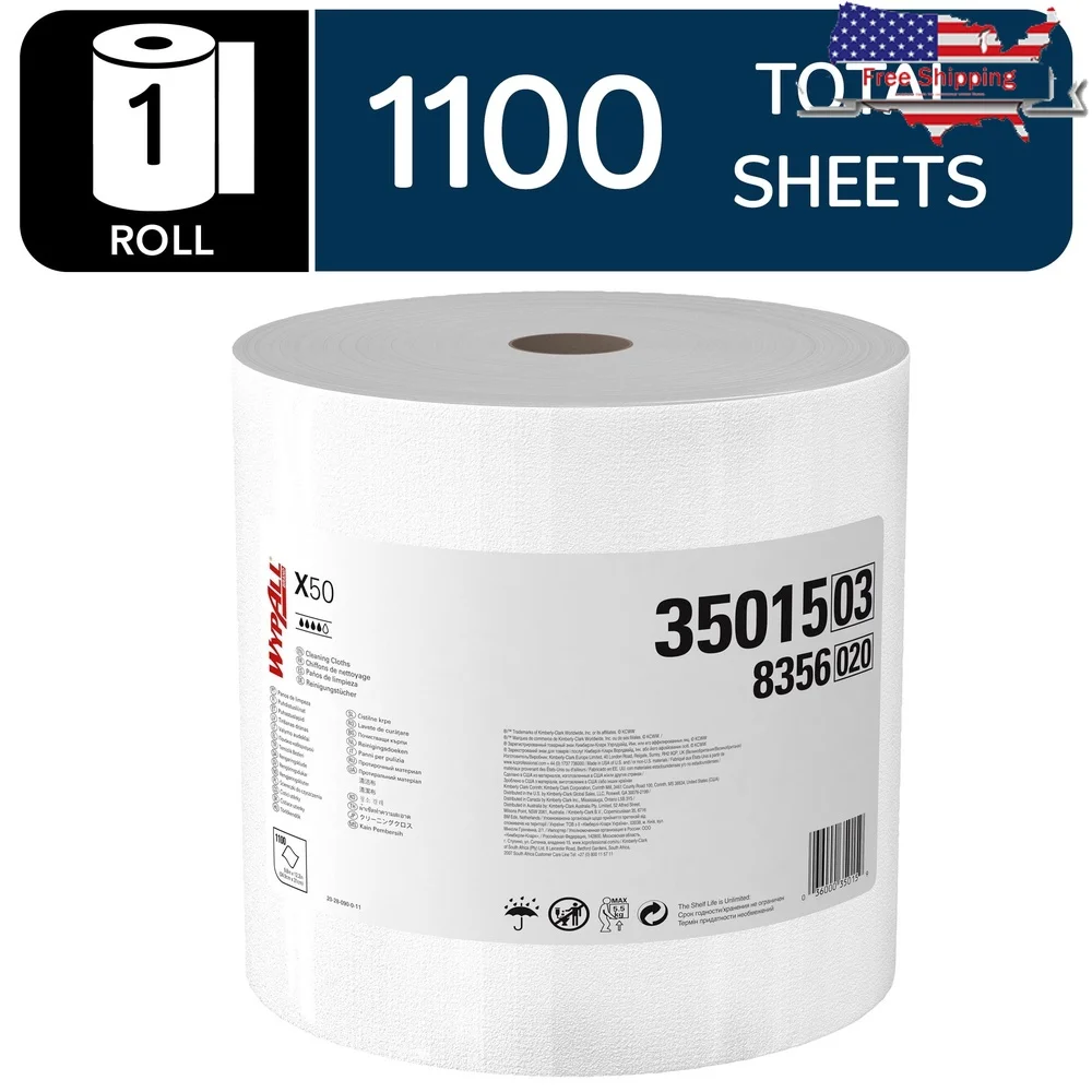 

GeneralClean Jumbo Roll Cleaning Wipes 1100 Sheets HydroKnit Technology Durable All Purpose Cloths Industrial Office Garage Use