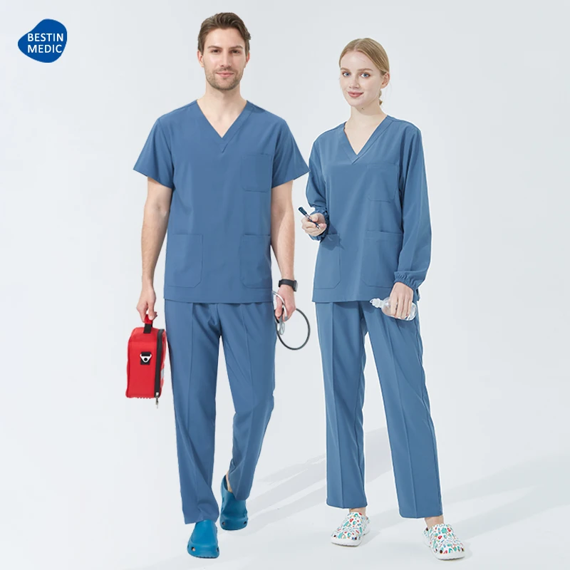 UltraAir™ Surgical Uniforms Hospital Nurse Scrub Set 3-Pocket Top 2-Pocket Pant Doctor Working Clothes Soft Quick Dry  S01