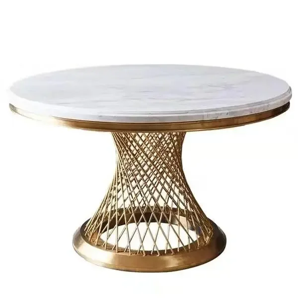 New Inspiration Restaurant Furniture  Modern Round Veneer Marble  Top Dinning Table With Chairs