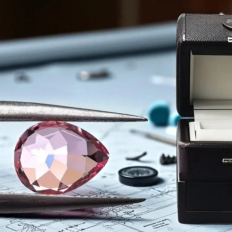 L-Top شروق الشمس الوردي اللون مختبر نمت الياقوت الكمثرى شكل VVS1 الأحجار الكريمة الخرز Diy بها بنفسك صنع المجوهرات شهادة اختيار