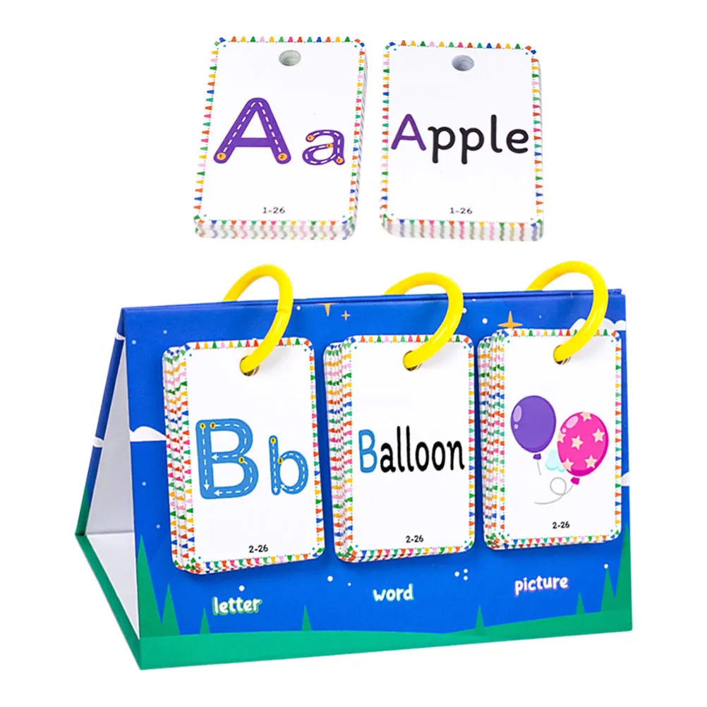 1Set Alphabet Flash Cards Early Education for Kids Learning Letters Vocabulary Portable Cognitive Learning Letters