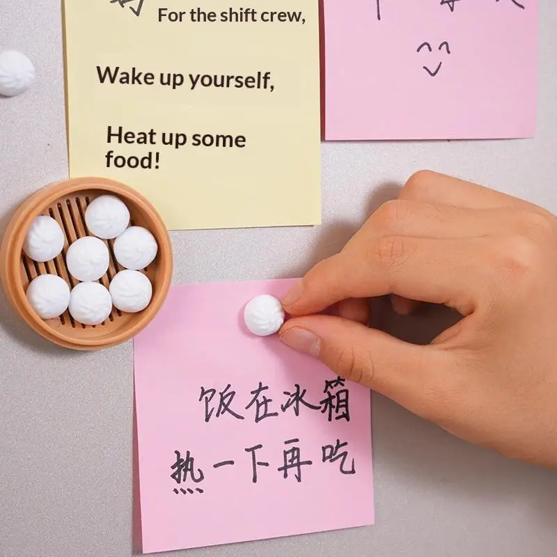 3D Mini Steamer Bun With Basket Creative Fridge Magnet Kitchen Home Decoration Magnetic Sticker Note Holder DIY Label For Gift