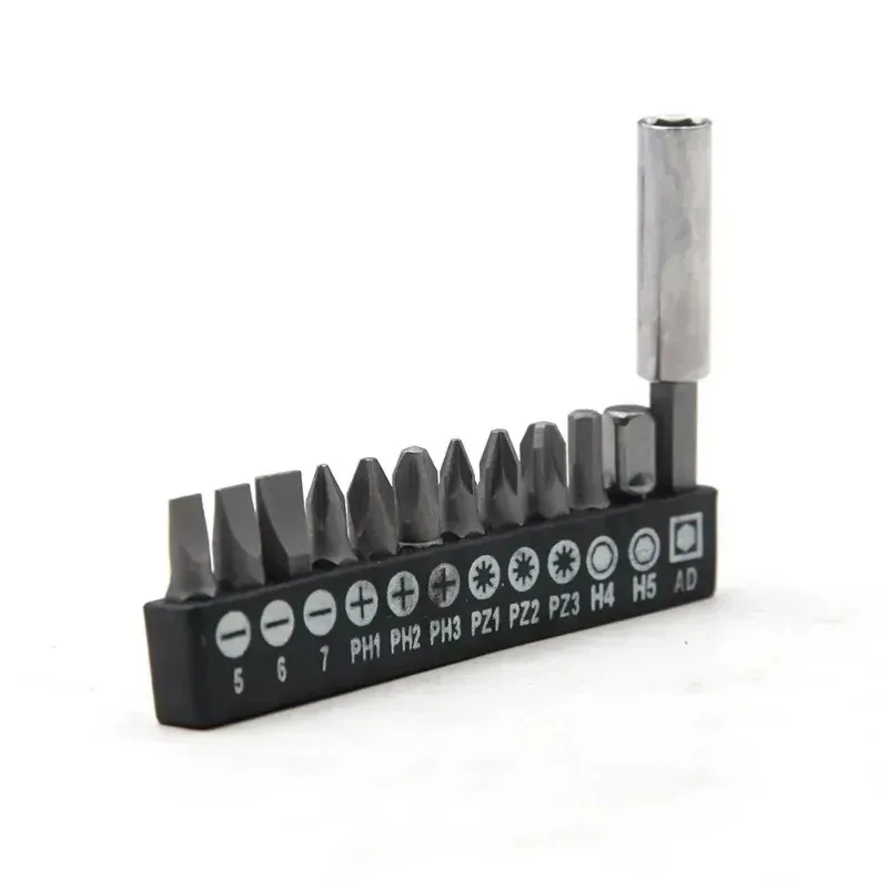 Neu mit Sechskantschraubendreher, 60 mm Verlängerungsstange, Umrüstkopf, Elektrowerkzeug-Zubehör-Set, 12-teilig, schwarzer Klebestreifen