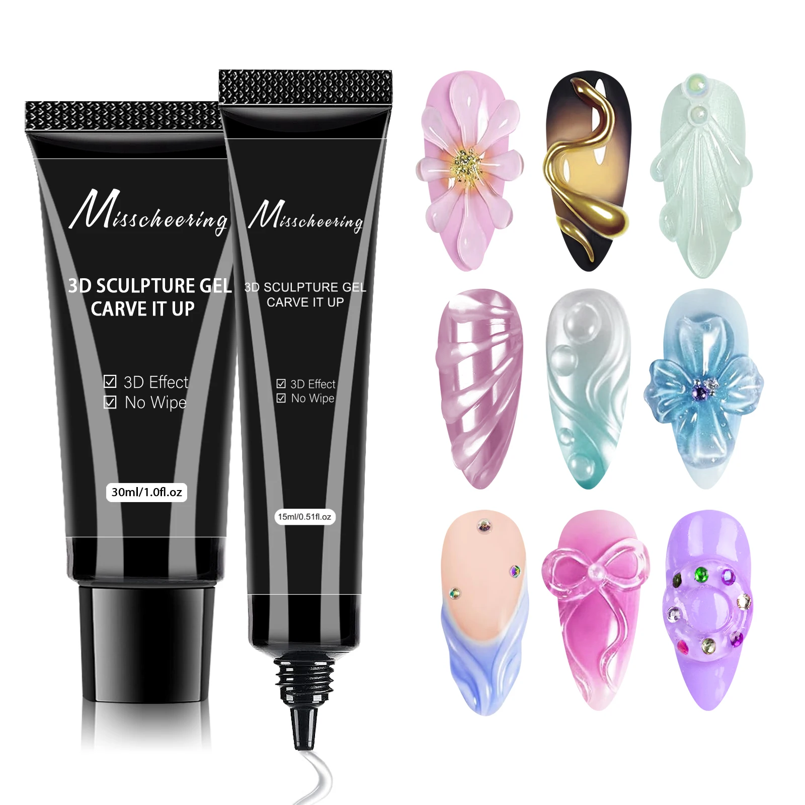 15/30ml 3D Nail Art Gel - Clear DIY Designs Waterproof Sculpting Gel Nail Art Design Gel for Intricate Carvings & Shapes