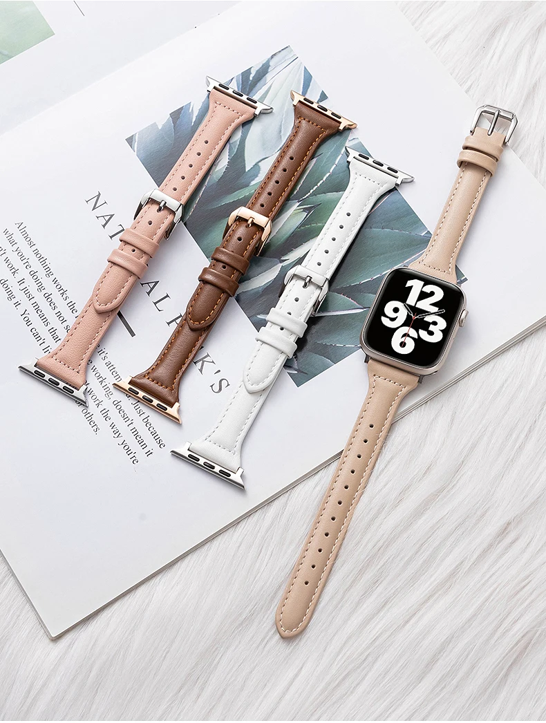 أحزمة من الجلد النحيف للساعة ، سوار المعصم ، سلسلة 8 ، 9 ، 45 ، 7 أبل ، 41 ، 38 ، 42 ، الفرقة ألترا٢ ، 49 ، iWatch SE ، 6 ، 5 ، 4 ، 3 ، 40 ، 44