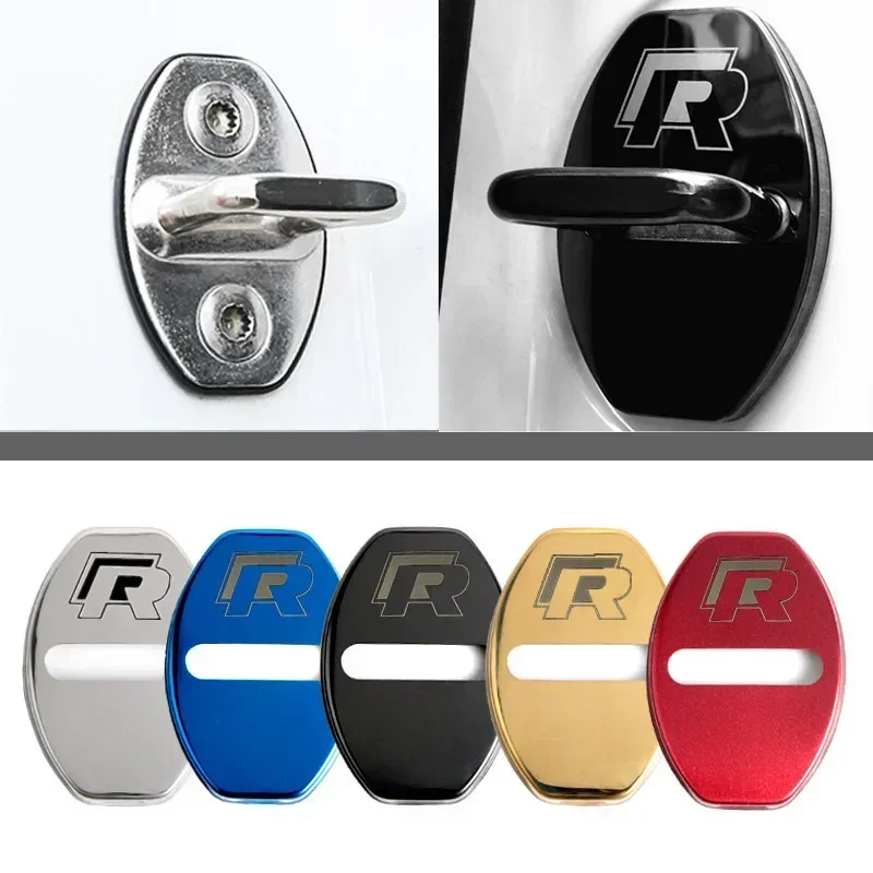 4Pcs for VOLKSWAGEN VW Rline Polo Golf Tiguan Jetta Touareg Sharan T-ROC Passat Touran Bora Car Door Lock Protective Cover Case