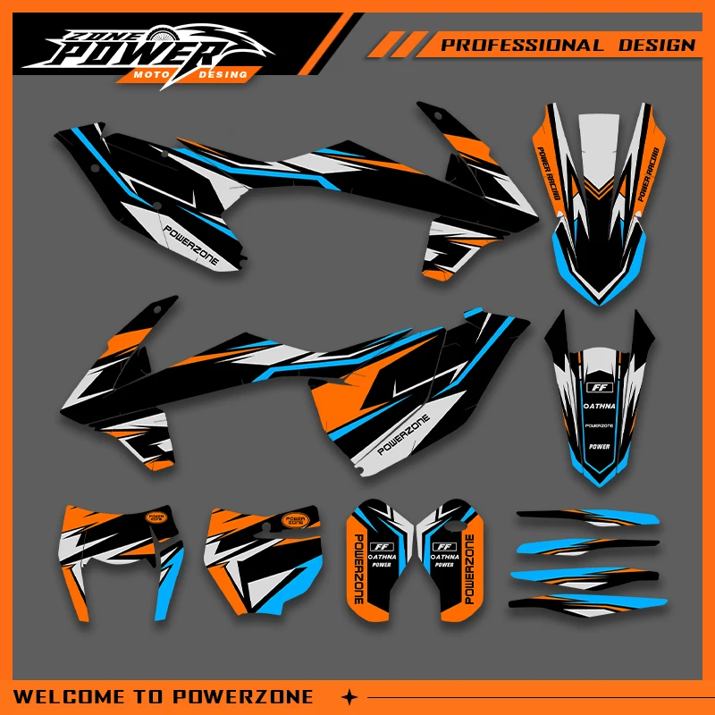 

POWERZONE Мотокросс Графический фон Наклейки Наборы наклеек для KTM 2016 2017 2018 SXF 2017 2018 2019 EXC Индивидуальный номер 06