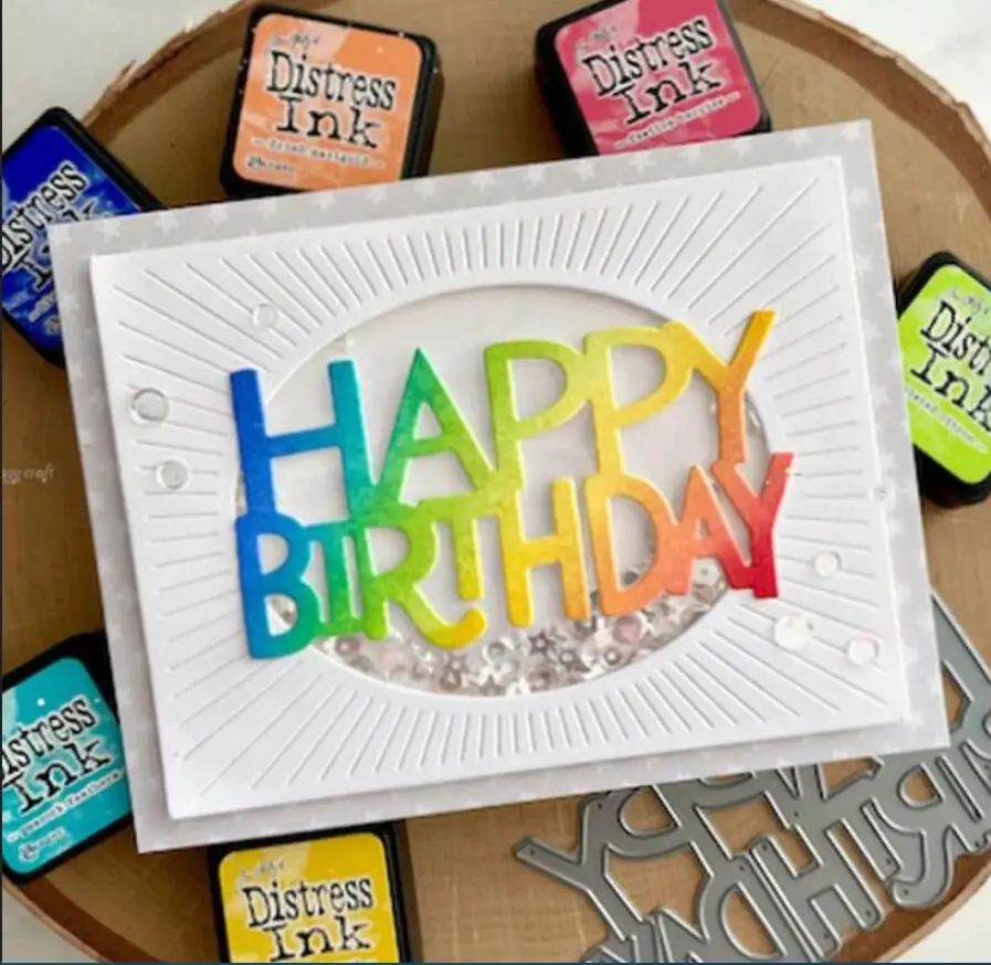 happy birthday letter Metal Cutting Dies Cut Mold Decoration Scrapbook Paper Craft Knife Mould Blade Punch Stencils