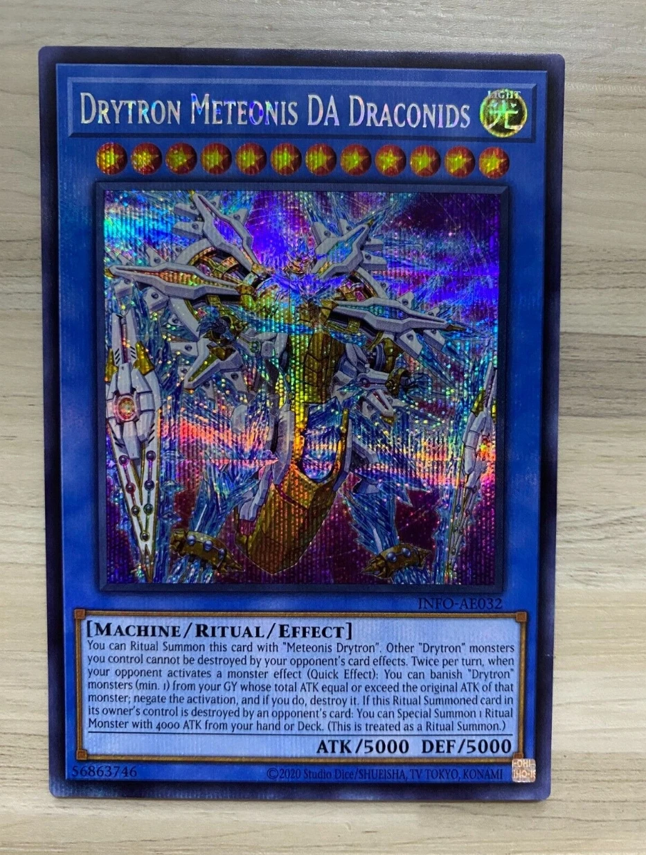 

Yugioh KONAMI Duel Monsters INFO-AE032 Drytron Meteonis Da Draconids Secret Rare Asian English Collection Mint Card