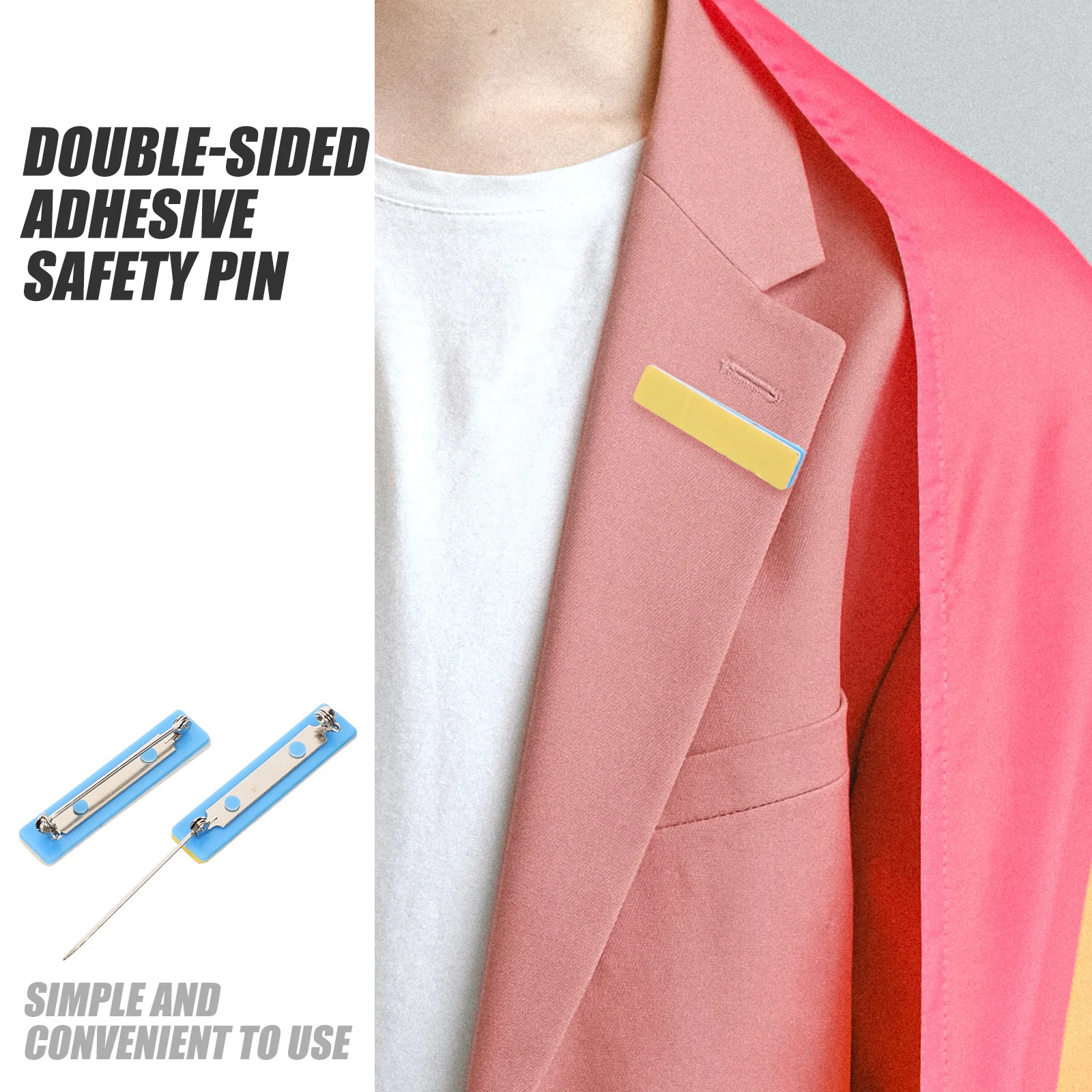 

10Pcs Double Sided Self Adhesive Badge Pin Backs Plastic Safety Pins for Professional Staff Office Hospital Use