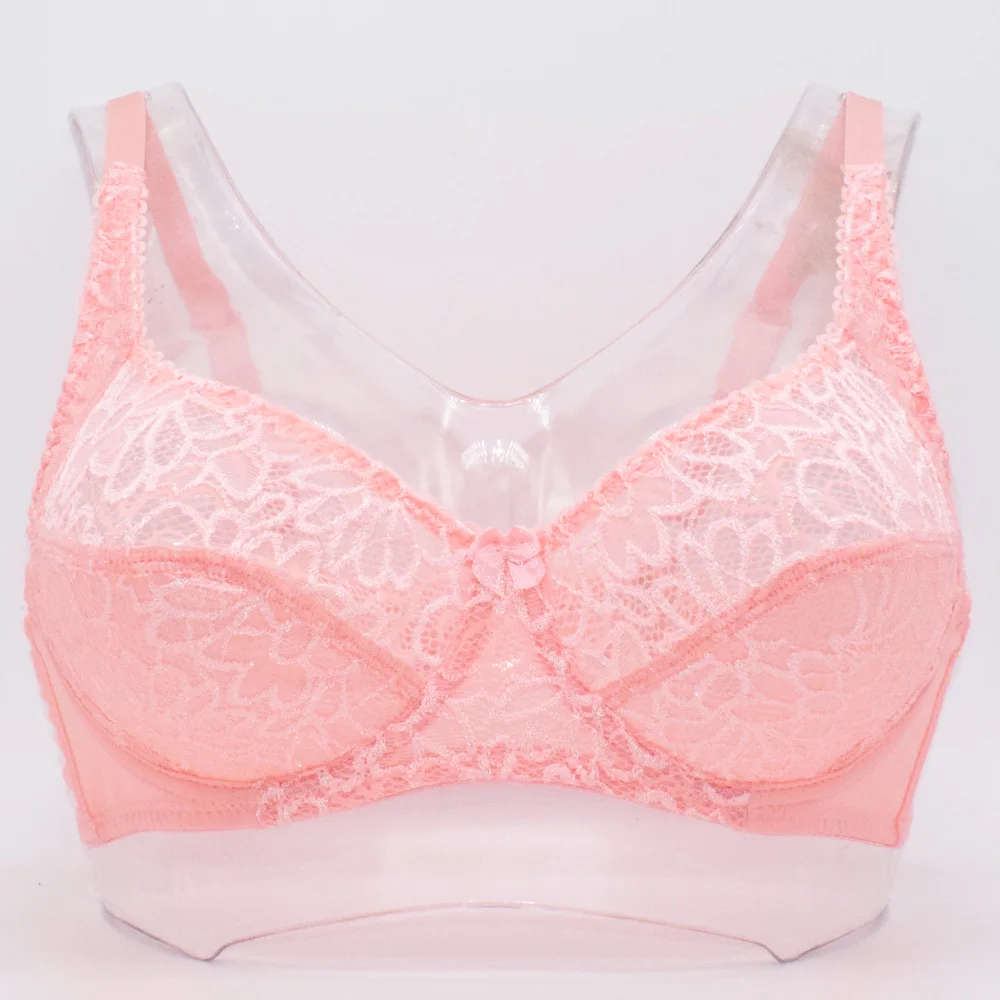 Plus Size Women Lace Bras Perspective Breathable Lager Bosom Bralette Underwired Embroidery Silky Touch BH Top B C D DD E F Cup