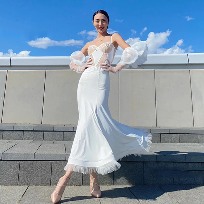 ฤดูร้อนLatin Dance Topsผู้หญิงผู้ใหญ่Suspender Leotards Rumba Latinเต้นรําเสื้อผ้าการฝึกอบรมTopsสวมใส่BL16027