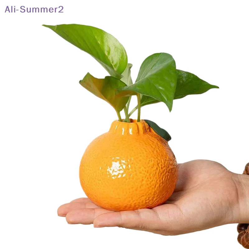 {Summer2} {Summer2} Niedliche künstliche Keramik-Orangenvase für die Heimdekoration, fruchtförmige Hydrokultur-Vase, Tischdekoration