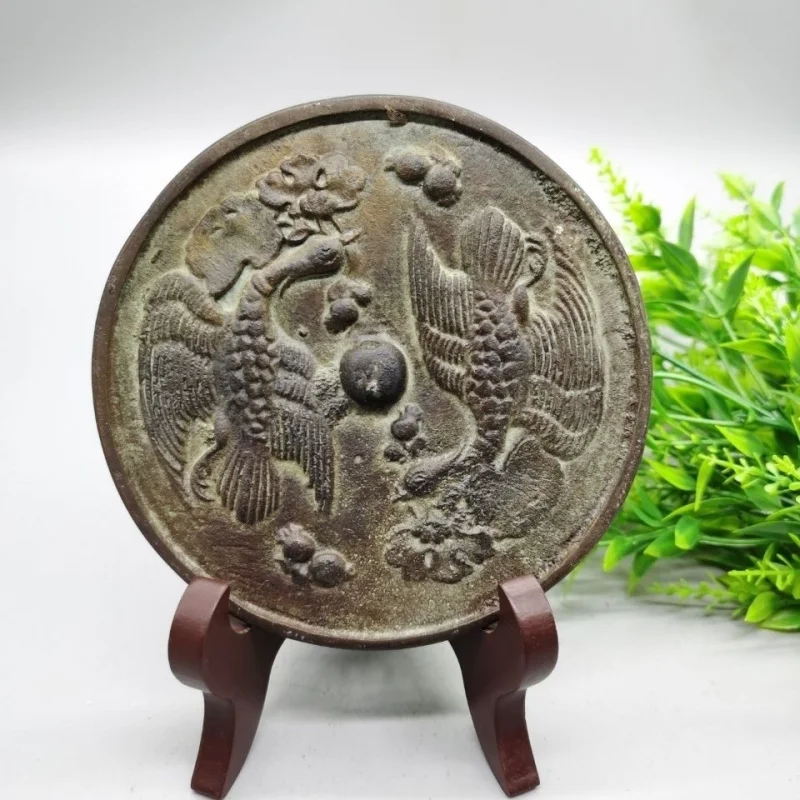 

Antique Copperware Collection Copper Mirror Ornament Patina Moisturized Shape Correct Craftsmanship Exquisite,Without stand