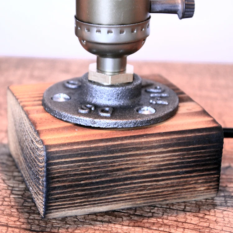 Industrial LED Table Lights With Dimmer Switch Wood Desk Lamp Retro Home Decor Creative Art Gift Night Light