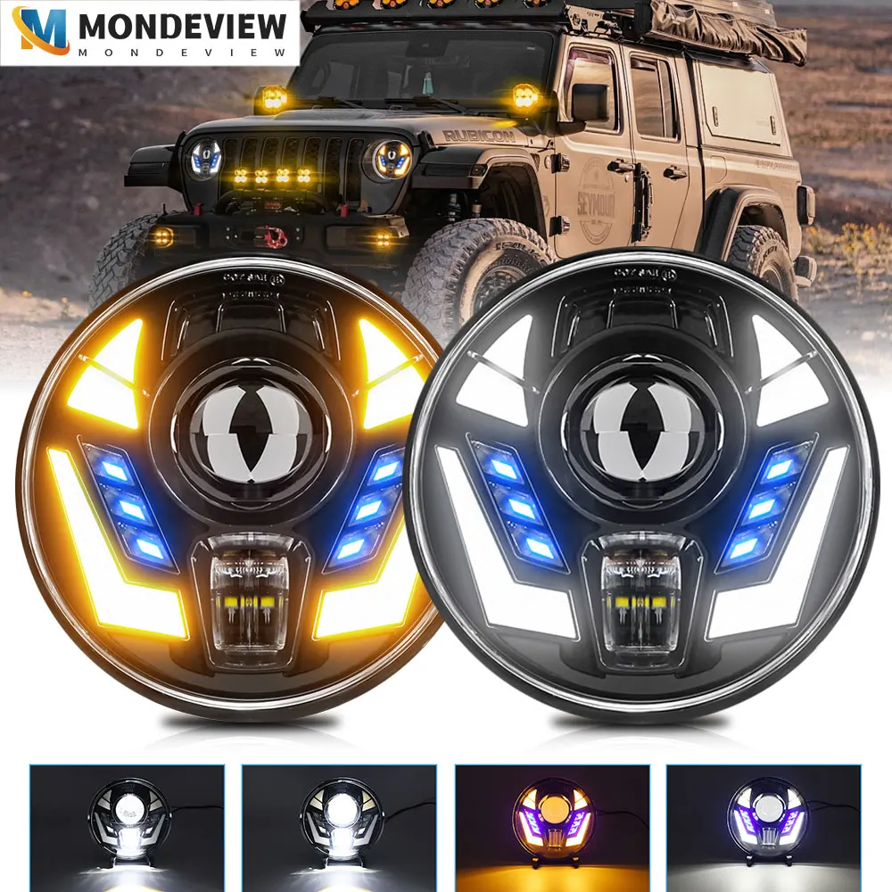 

MONDEVIEW H4 Y8 7-inch 240W high-power Wrangler headlights 24000LM high brightness 6000K white car daytime running lights