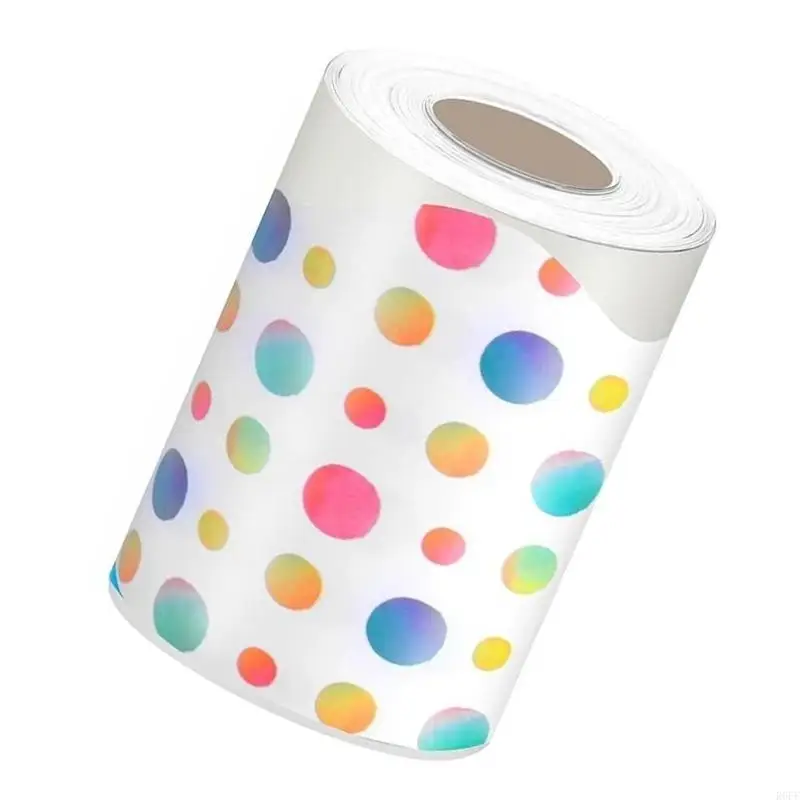 R6FF 10m Colorful Dots Border Trim Classroom Borders Adhesive Bulletin Board Border