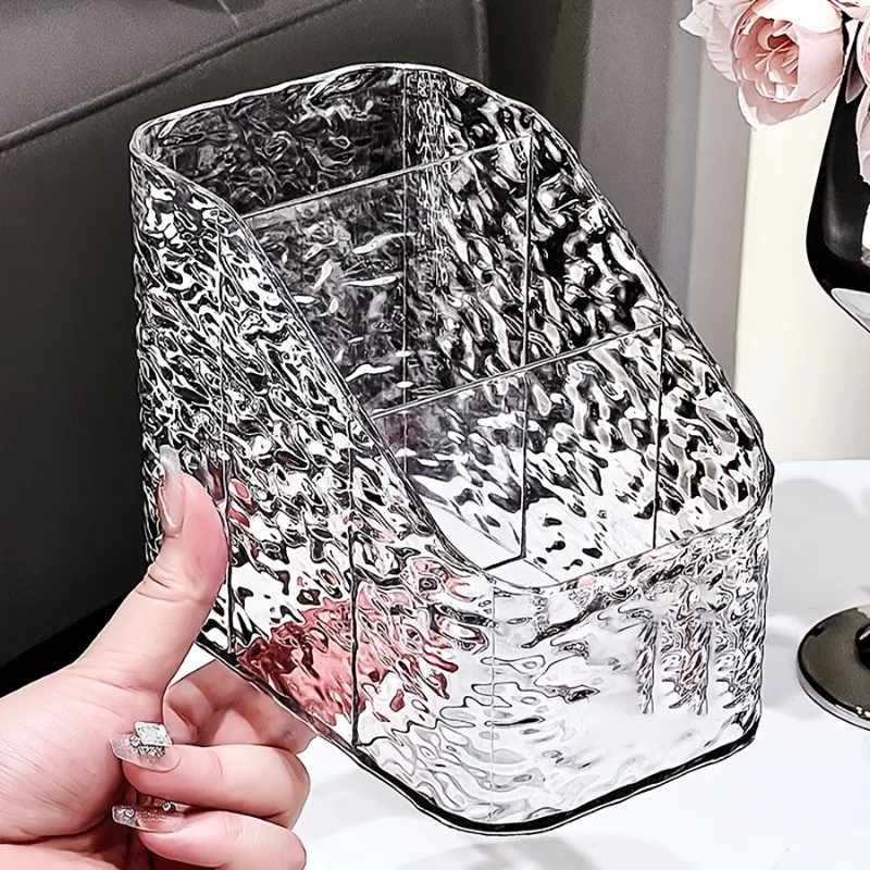 1/2PCS Small Sundries Plastic Storage Box Plastic Water‑ripple Transparent Divided Small Sundries Organizer Desktop Remote