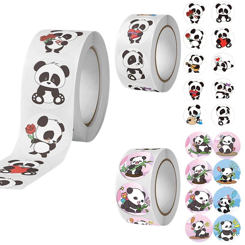 

500pcs Panda Cute Cartoon Mobile Phone Stickers Reward Sticker for Kids Gifts Wrapping Decor Envelope Labels Stationery Stickers