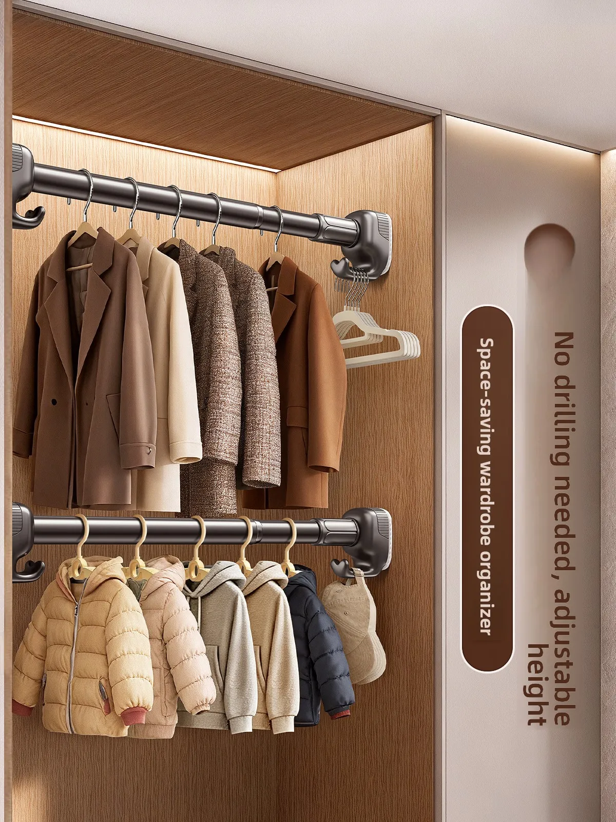 

Универсальная регулируемая вешалка для одежды, карниз для хранения одежды Drng Ra Future Sle, модель шкафа, карниз 02