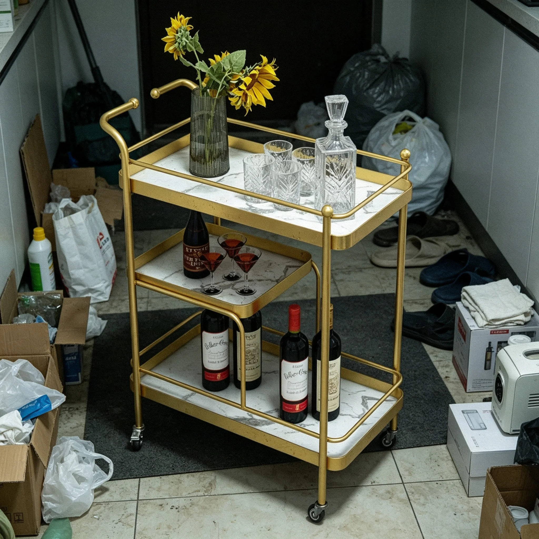 AOLIVIYA Hotel Bar Trolley Hospitality Service Cart Food Delivery