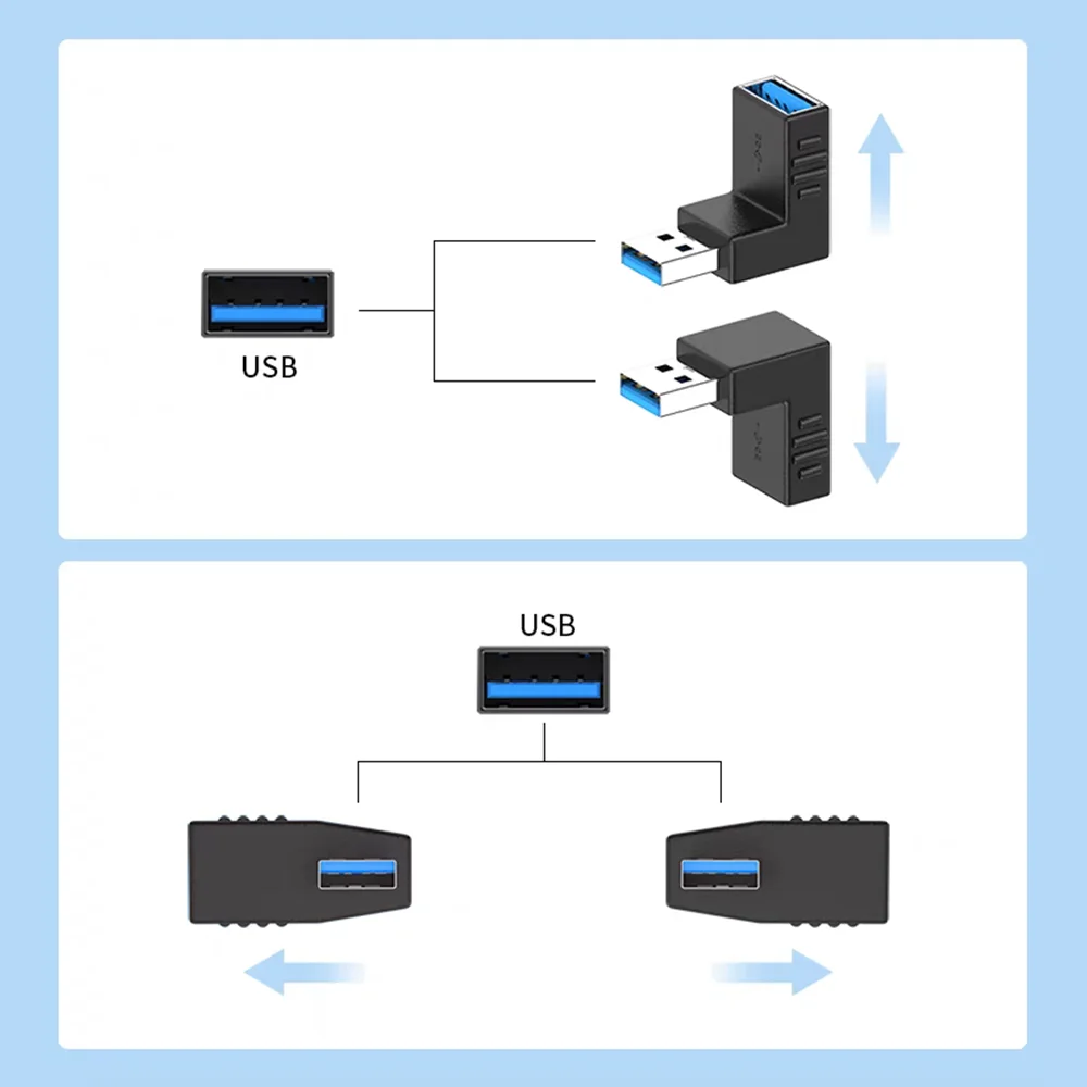 USB 3.0 male to female adapter, 90 degree elbow, L-shaped extension, computer, car phone, USB flash drive, mouse, keyboard